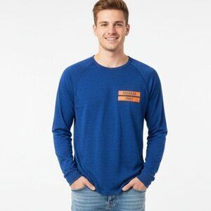 American Eagle Long Sleeve Active Flex T-Shirt Heather Blue Men Size XXL Crew